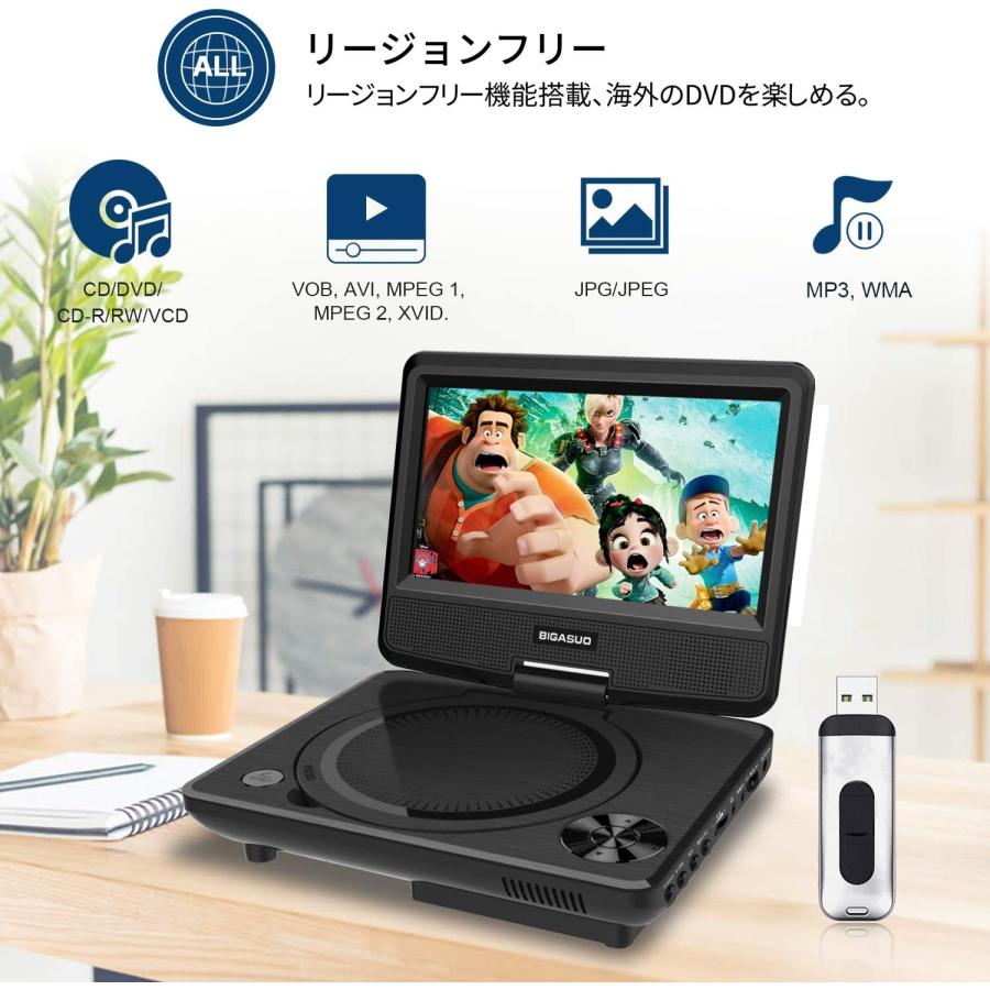 ポータブルDVDプレーヤー 7.5インチ 単3形乾電池式 6時間再生可能