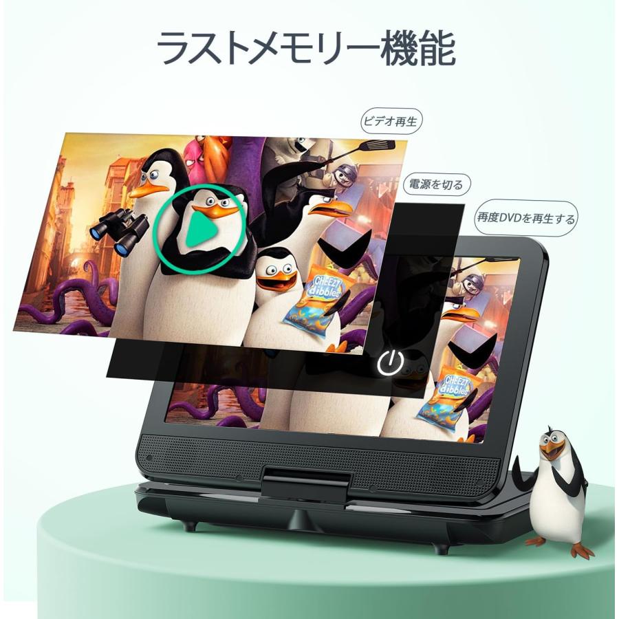 ポータブルDVDプレーヤー 12.5インチ 10.5インチ LCD 4~6時間再生 充電