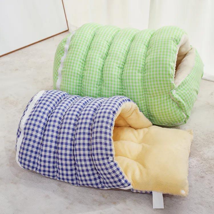 ドーム型 冬 チェック柄 ペット用 ネコ ペットベッド 犬猫兼用 保温