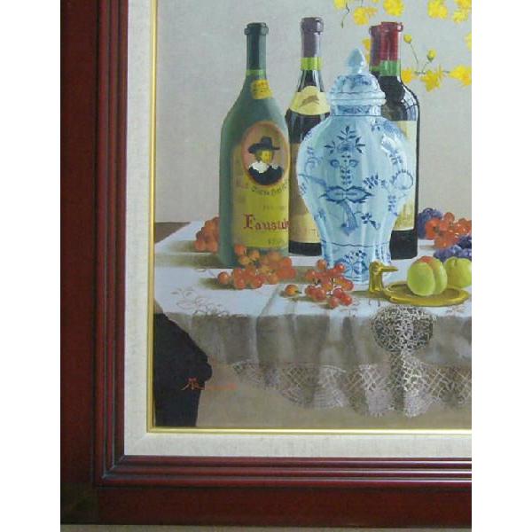 絵画田浦信勝 肉筆油絵 静物画 黄色いカラー テーブルクロス