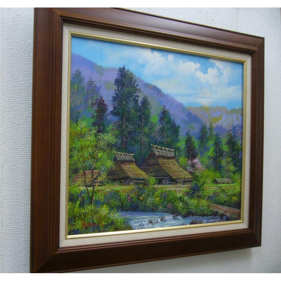 絵画 油絵 竹内敏彦 肉筆油絵 風景画 山麓の民家 F10 : アートフジ