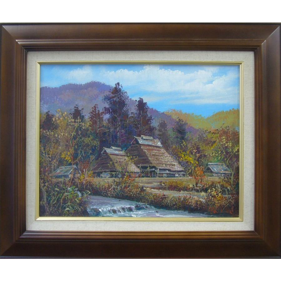 竹内敏彦 絵画 油絵 肉筆油絵 風景画 山麓の民家 F6 送料無料 : アート