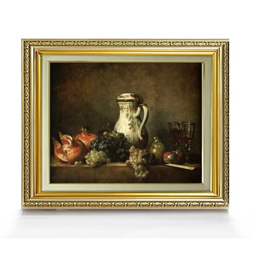 絵画 インテリア 額付(黒) 油絵 uF6-061203 静物 果物 ぶどう 絵画