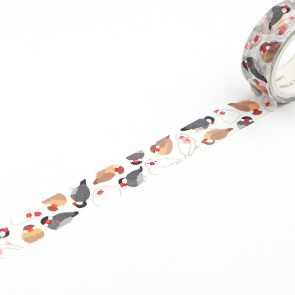 まみれ ぶんちょう 15mm マスキングテープ / 可愛い 文鳥 マステ