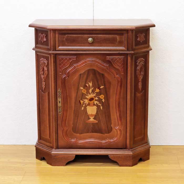 管397☆イタリア製☆アンティーク☆象嵌細工☆コーナーキャビネット 管