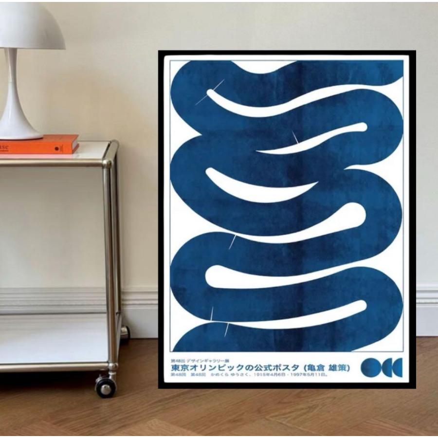 東京オリンピック 額入り ポスター 亀倉雄策 モダン アート ブルー 青