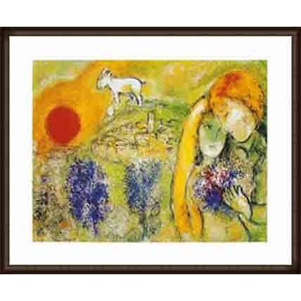 ポスター アート ヴァンスの恋人（マルク シャガール） 額装品 ウッド