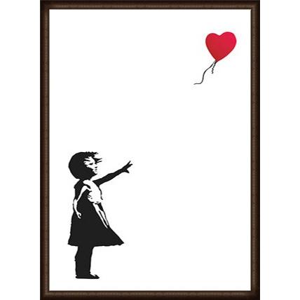 ポスター アート Balloon Girl 赤い風船と少女（バンクシー） 額装品