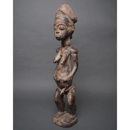 アフリカ コートジボワール バウレ族 女性 座像 立像 人形 No,6