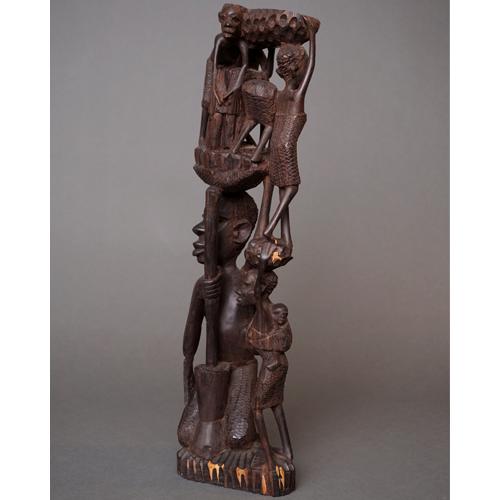 アフリカ タンザニア マコンデ ウジャマ 黒檀彫刻 43cm 木彫り 立像