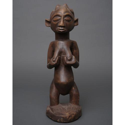 19世紀・コートジボワール「木彫・少年像」アフリカ・民族人形・コロン