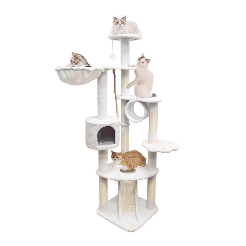 RAKU キャットタワー 据え置き ビッグキャットツリー 高さ177cm 多頭飼