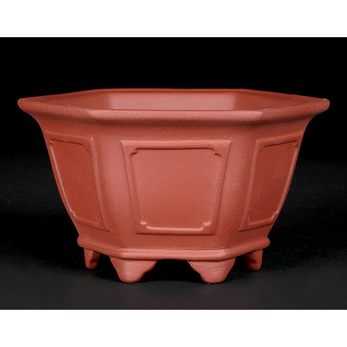 盆栽鉢 紫泥外縁額面正方鉢 朱泥 植木鉢 中国鉢 泥鉢 懸崖鉢 陶器 5号