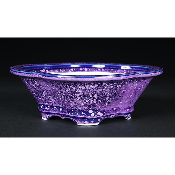 盆栽鉢 植木鉢 「平安泉山紫結晶木瓜式鉢 大」 山草鉢 清水焼 京焼