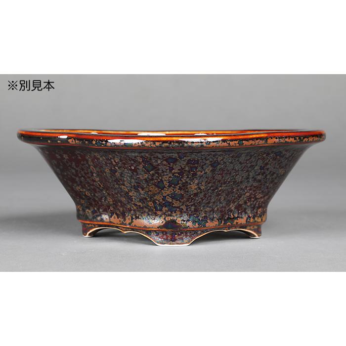 盆栽鉢 植木鉢 「平安泉山辰砂釉星結晶木瓜式鉢 小」 山草鉢 清水焼 京