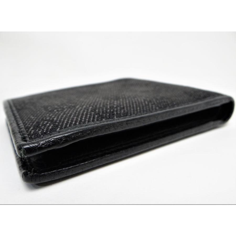 GG GUCCI グッチ 143384 GGキャンバス 二つ折り財布 ブラック＜USED