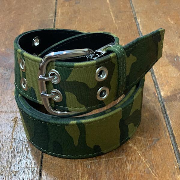 Wピンベルト】 迷彩柄ベルト 40ミリ幅 ダブルピンベルト camo柄