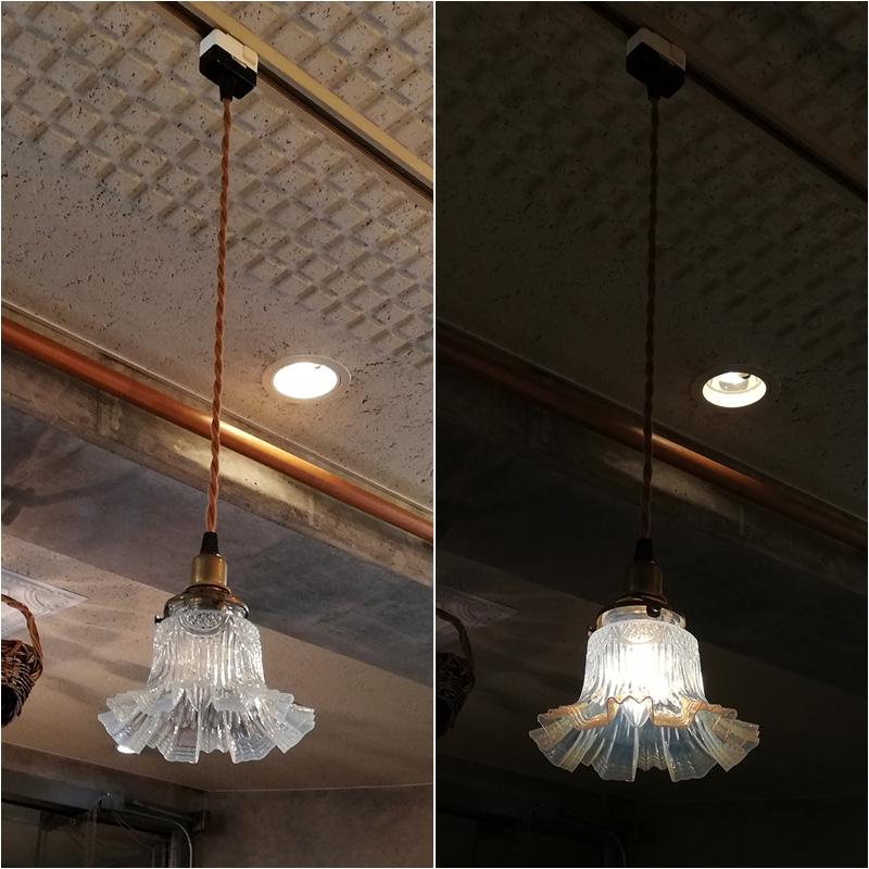 オパールセントガラス ペンダントライト シェード フランス