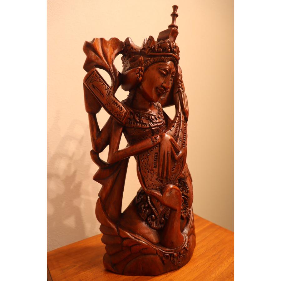 サラスワティ 木彫り バリ島 バリ雑貨 ディスプレイ インテリア 神様