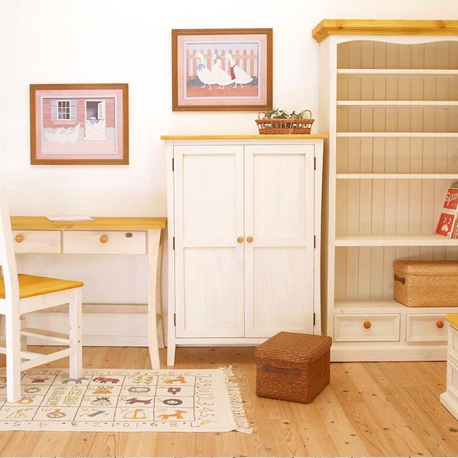 幅85cm カントリー収納本棚 高さ120cm 食器棚 パインキャビネット 下駄