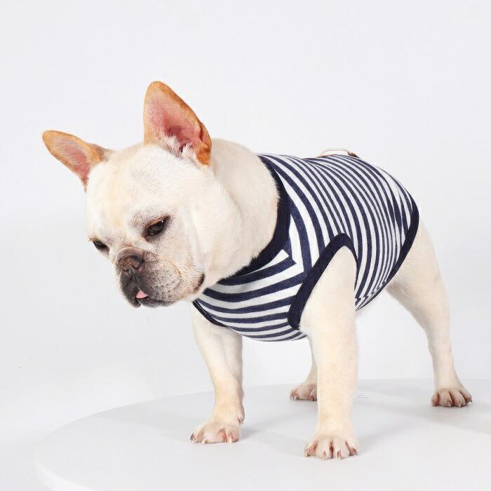 犬服 ボーダータンクトップ フレブル パグ フレンチブルドッグ 春 夏