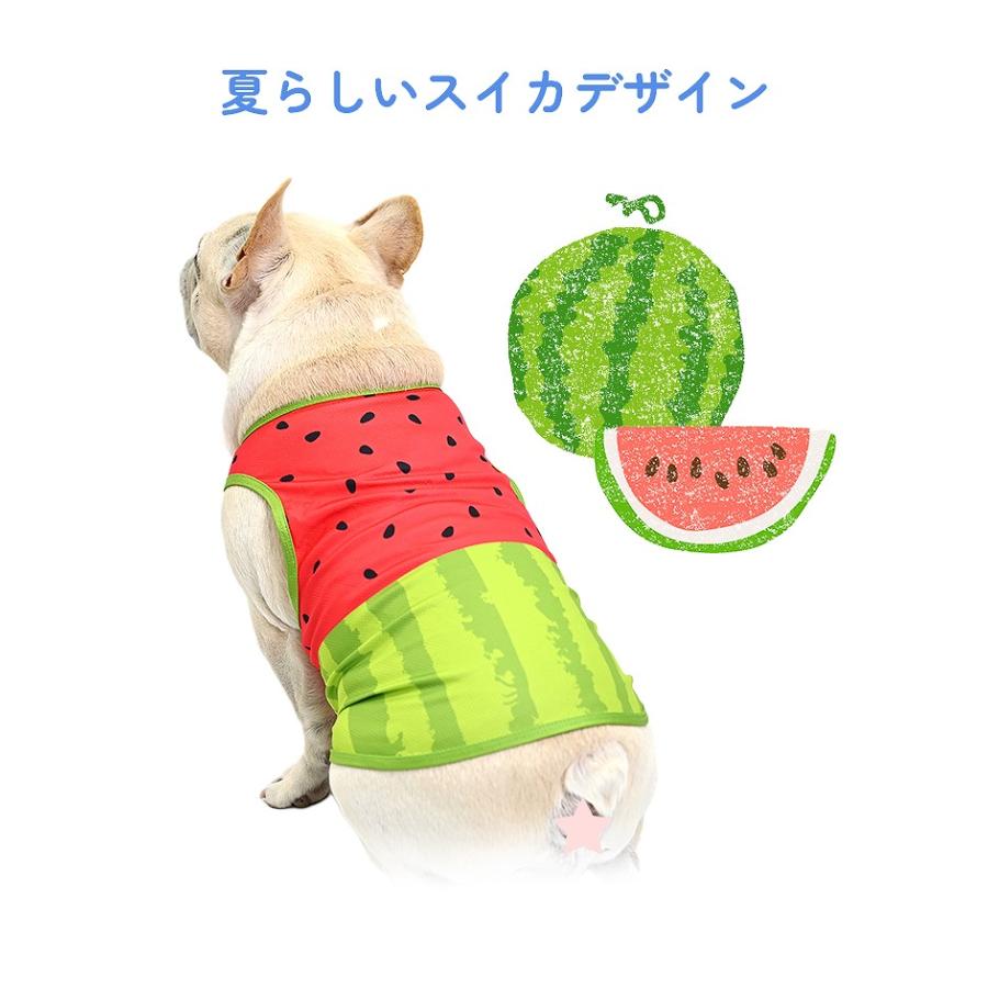 犬 服 接触冷感 ひんやり スイカ柄タンクトップ 濡らしてひんやり