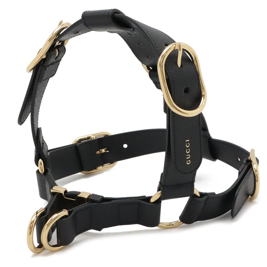 GUCCI（グッチ） ペット 犬 ハーネス 胴輪 レザー ブラック 黒