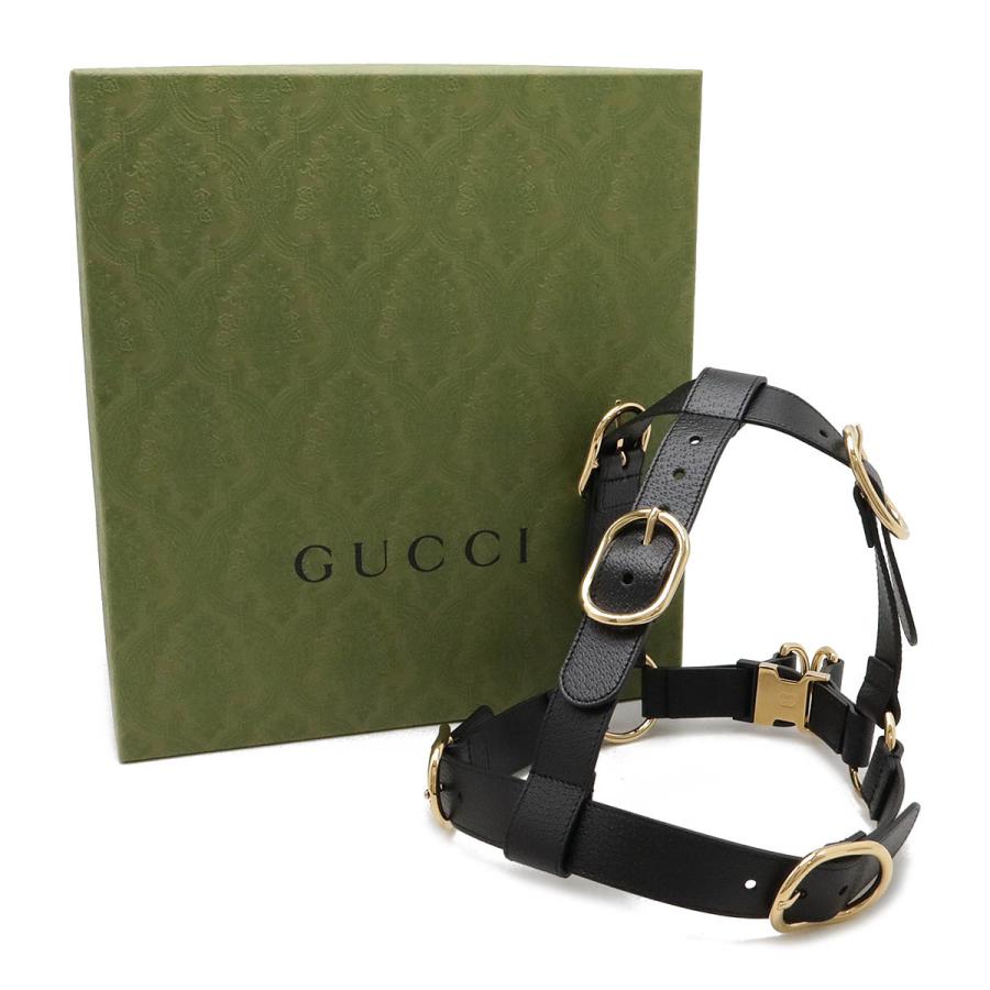 GUCCI（グッチ） ペット 犬 ハーネス 胴輪 レザー ブラック 黒