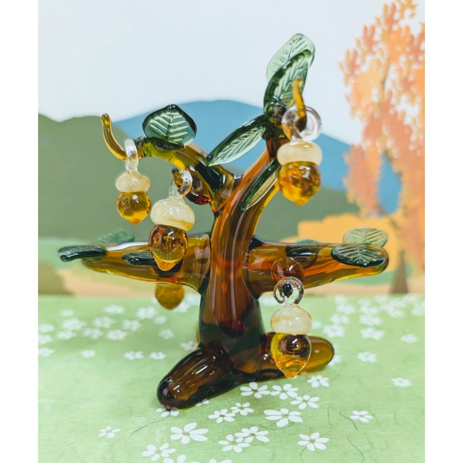 とも ガラス細工 ミニチュア ガラス細工 どんぐりの木（L) ミニチュア