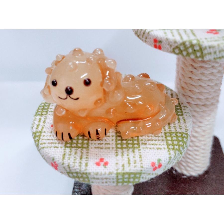 ガラス細工 トイプードル 横 ミニチュア 置物 雑貨 犬 小物 動物