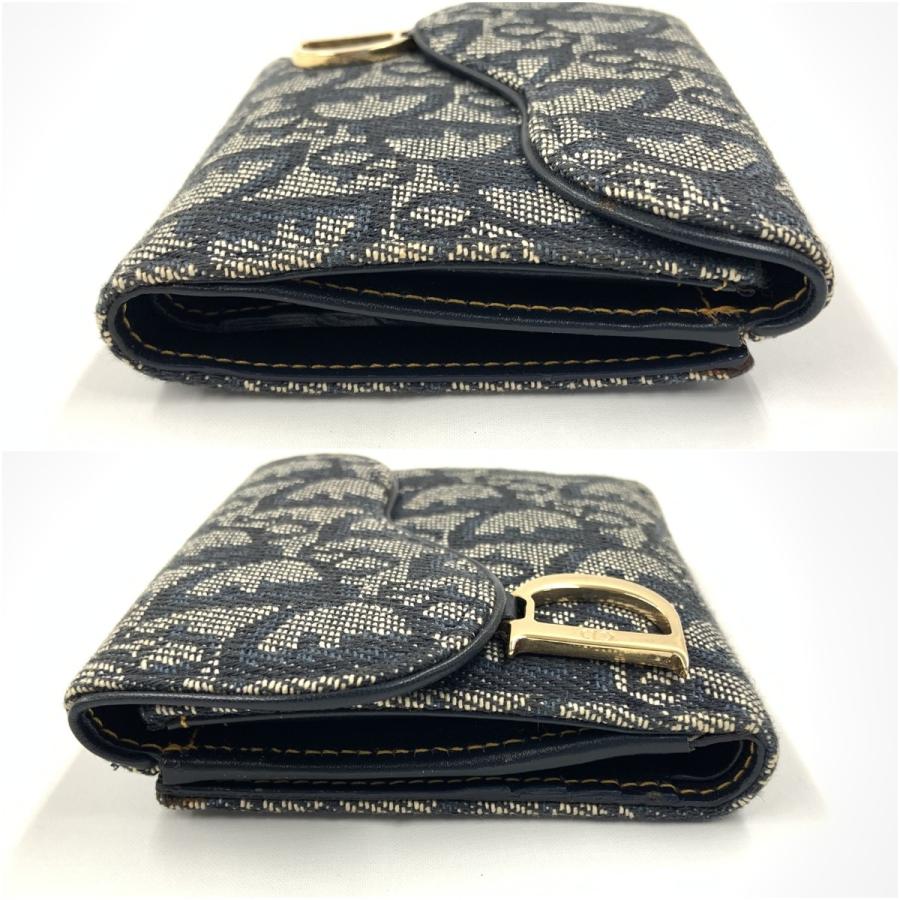 Christian Dior 二つ折り財布 ネイビー/ベージュ Christian Dior 二