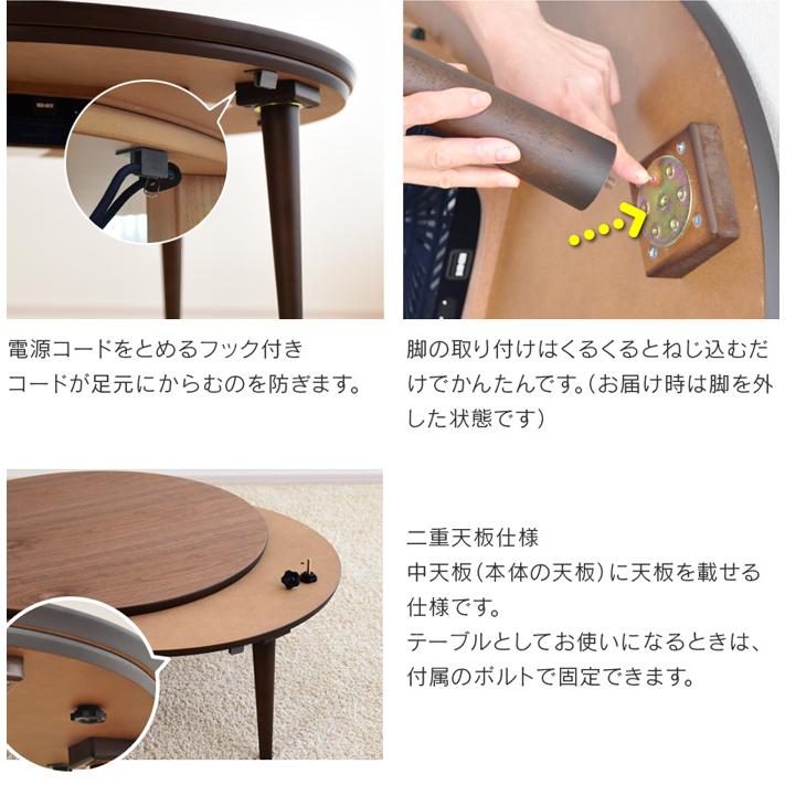 こたつ 円形 ミュウ 直径90cm ナラ突板 ウォールナット突板 サクラ突板