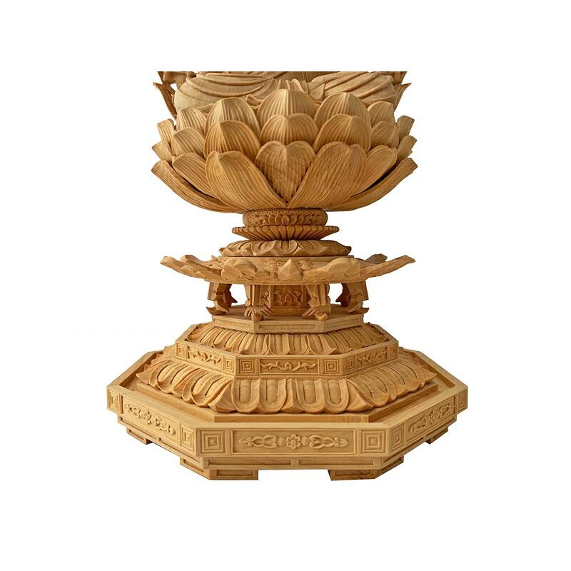 仏像 大日如来 柘植 八角台座 飛天光背 2.5寸 木彫 真言宗 本柘植