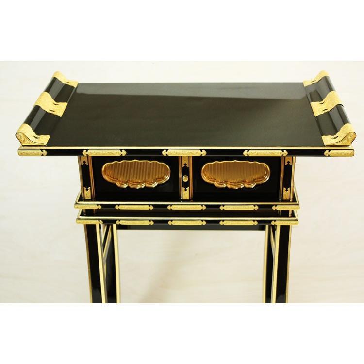 仏具 寺院用 経机 机 卓 中京型 背高経机金具打 黒 2尺2寸 寺院用仏具