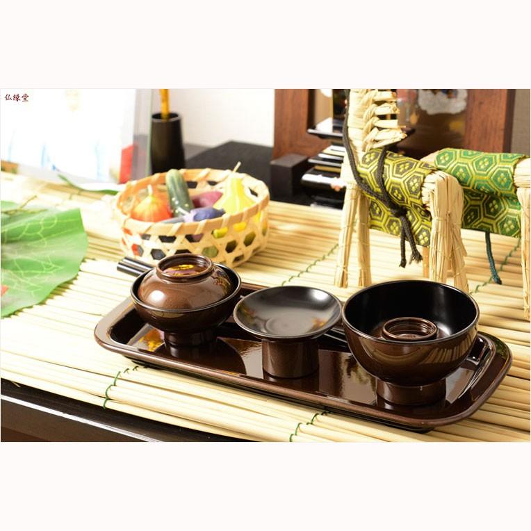 国産仏具【山中塗り漆器・トレー付略式仏膳セット：一葉（いちよう