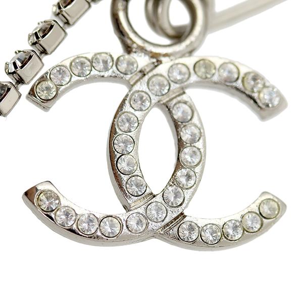 CHANEL（シャネル） ブローチ ダブルピン CC ラインストーン シルバー