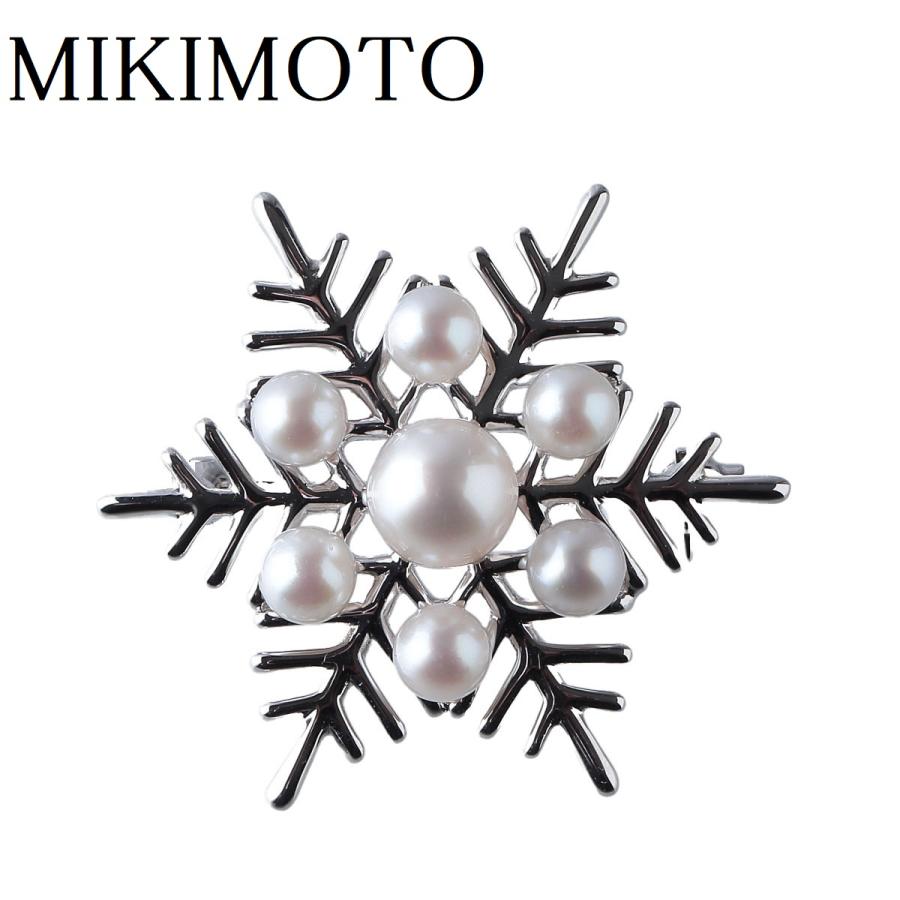 MIKIMOTO パール7珠 ピンブローチ あこや真珠 雪の結晶 未使用品 美品