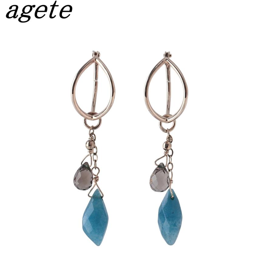 agete（アガット） フープ ピアス K10YG 石付きチャーム agete【24056