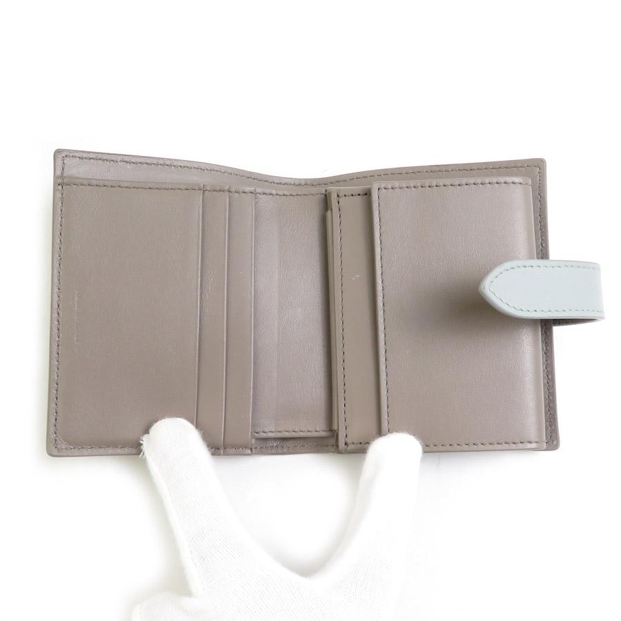 CELINE（セリーヌ） 二つ折り財布 レザー グレージュ×ブルーグレー
