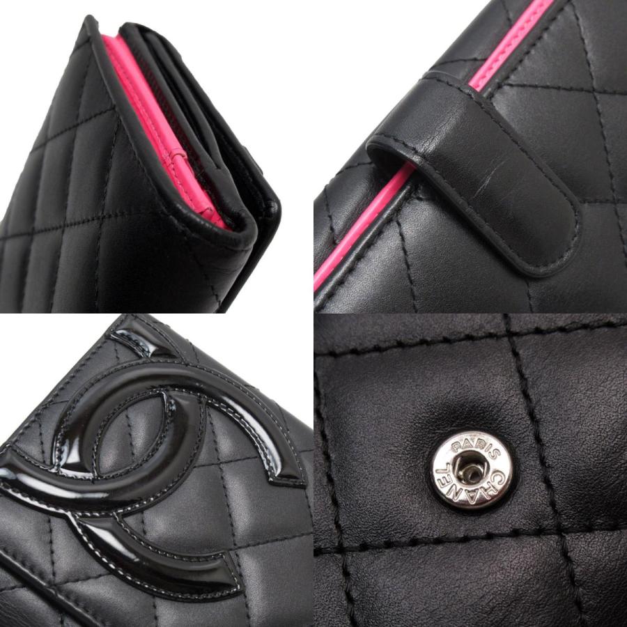 CHANEL（シャネル） 二つ折り長財布 カンボンライン レザー ブラック