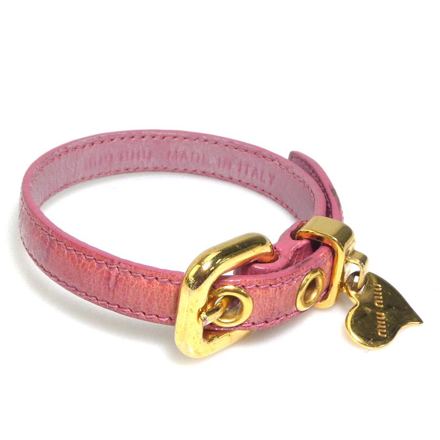 miu miu（ミュウミュウ） ブレスレット レザー ピンク : ブランド