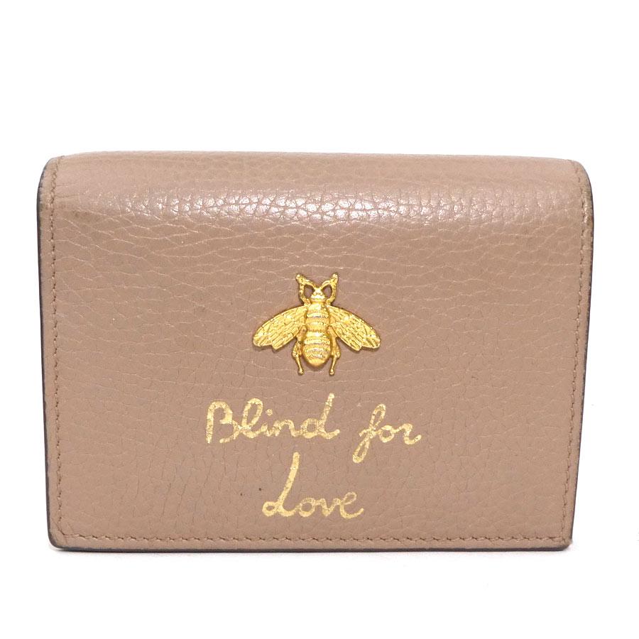 GUCCI（グッチ） 二つ折り財布 レザー ベージュ : ブランドバリュー