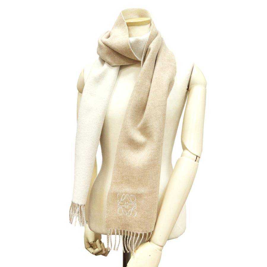 LOEWE ロエベ アナグラム マフラー バイカラー アイボリー サンド