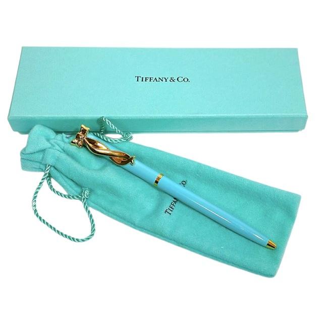 TIFFANY&Co.（ティファニー） ボールペン リボン 水色 ゴールド ブルー
