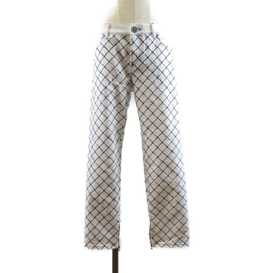 CHANEL ストライプ 七分丈 ガウチョパンツ 白 36