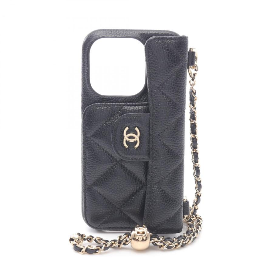 シャネル CHANEL キャビアスキン iPhone14pro ケース CHANEL シャネル