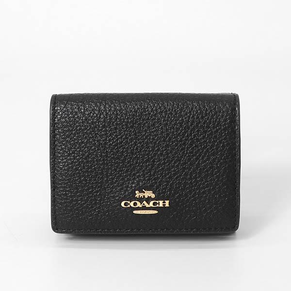 COACH（コーチ） 三つ折り財布 シンプル レザー ミニ財布 ネイビー