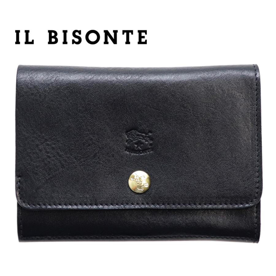 IL BISONTE / 2つ折り財布/レザー/BLK/無地/メンズ IL BISONTE