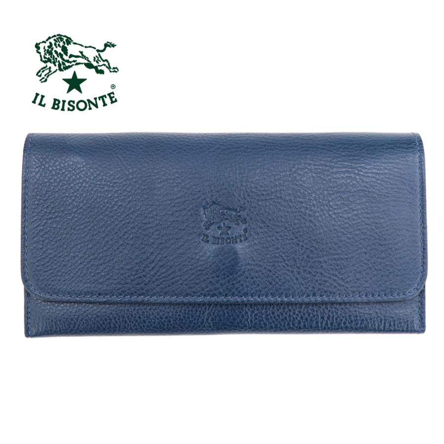 IL BISONTE / 3つ折り財布/レザー/BLU/無地/レディース IL BISONTE