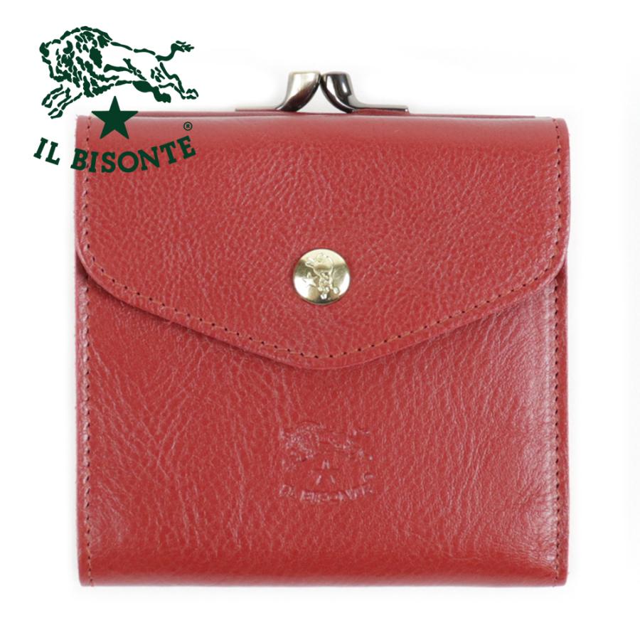 IL BISONTE（イルビゾンテ） 財布 二つ折り がま口 レザー 本革 ルビー